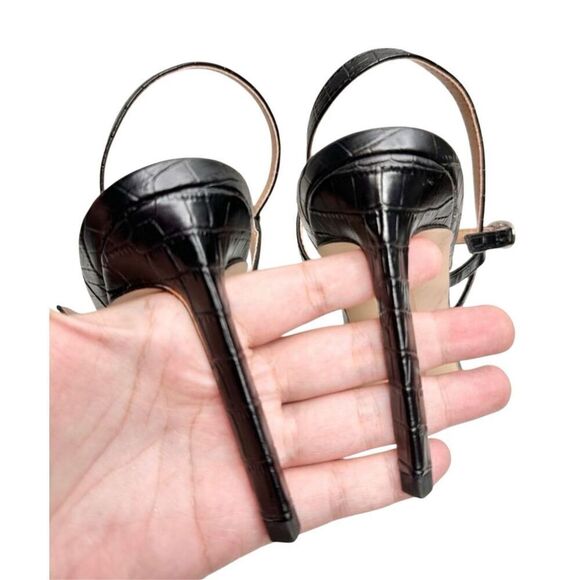 Sam Edelman Sandals Size 9.5 Black Croc Embossed Dara Open‎ Toe Ankle Strap - Picture 5 of 9